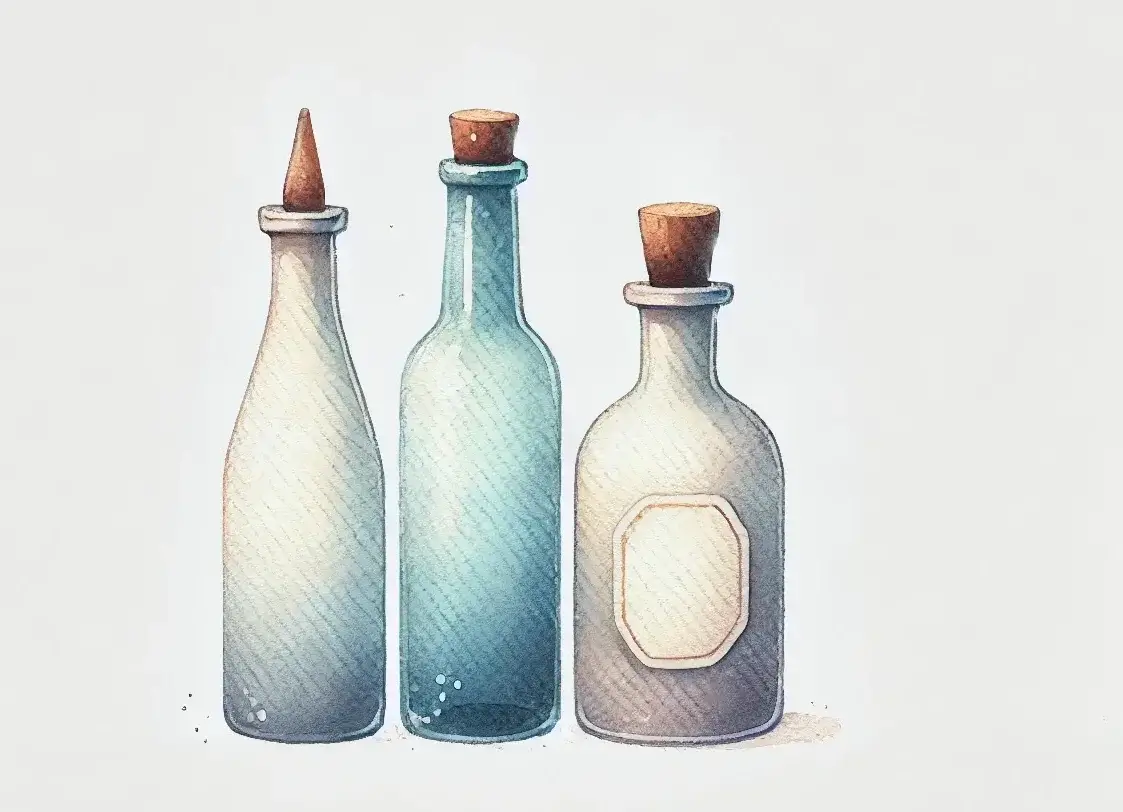 Illustration der drei Flaschenhälse, die Veränderungen des Verhaltens blockieren, im Aquarell-Stil.